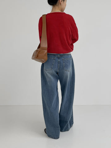 310 Pleated Wide Denim Pants